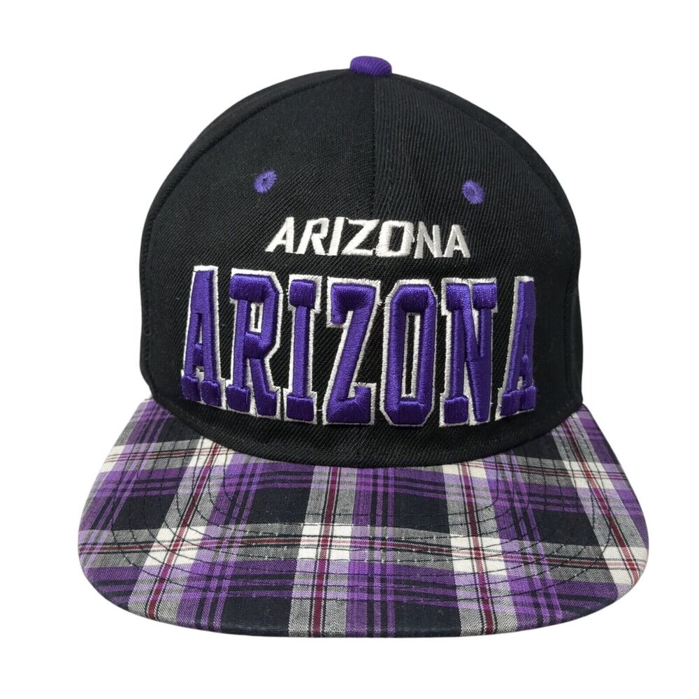 Arizona Snapback Hat Multicolor One Size Adjustable Embroidered Plaid Headline